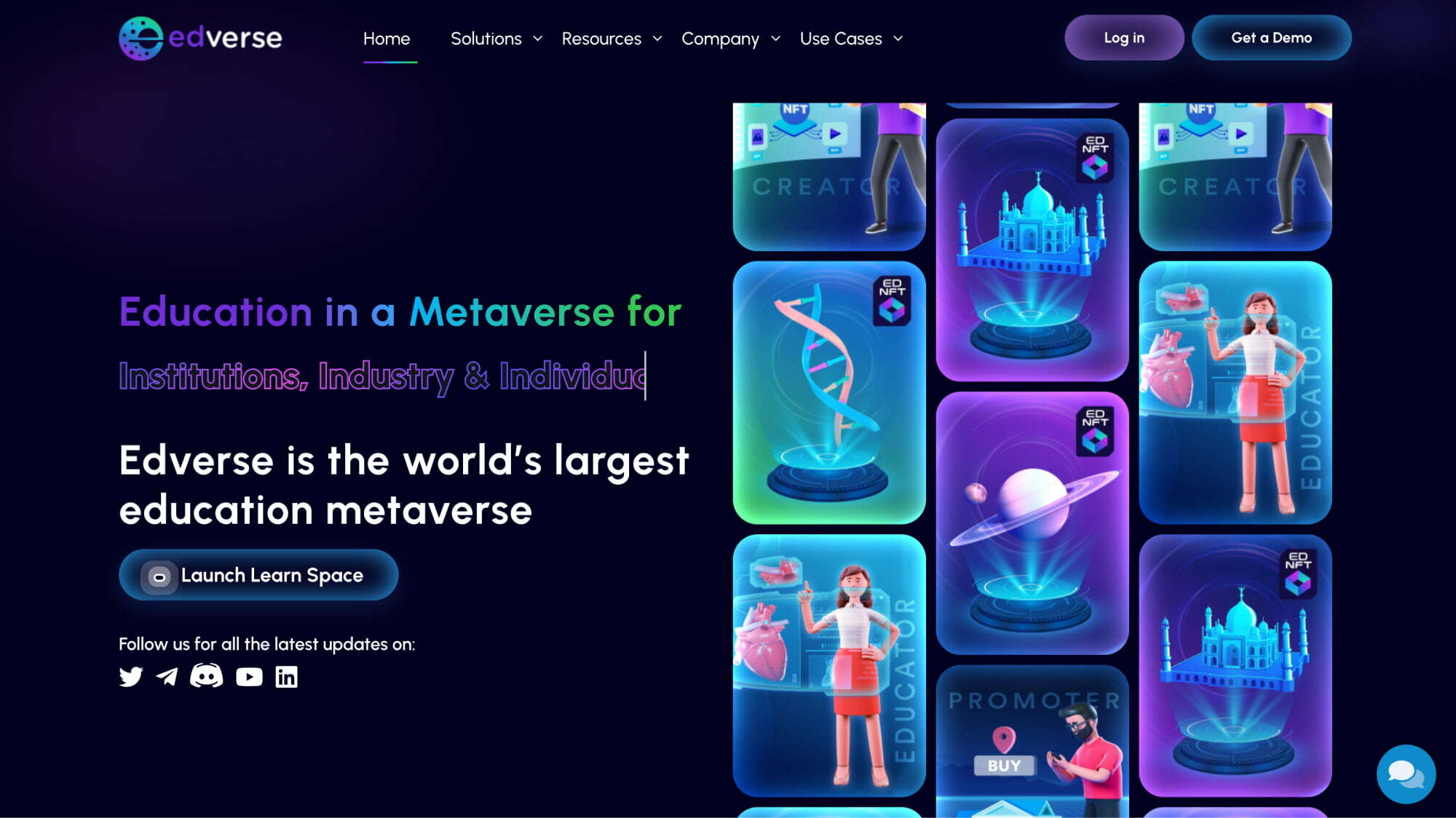 The interface of the Edverse platforms